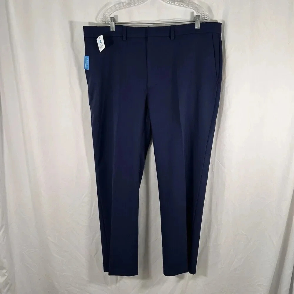 New Haggar Dress Pants Men 42x30 Blue Classic FIt Super Flex Waistband Suit Pant